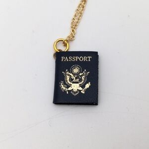 Mini Passport Travel Necklace in Gold